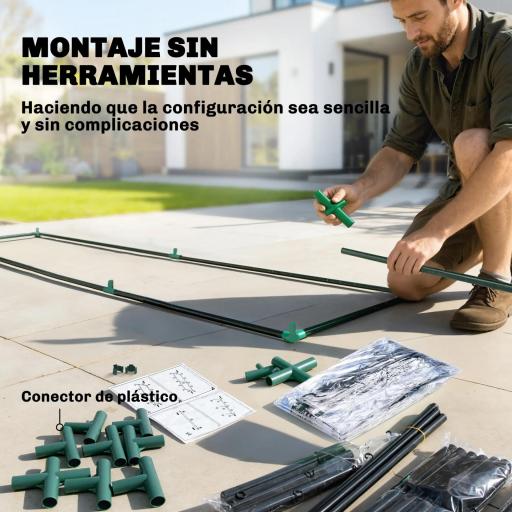 Invernadero Pequeño de 3 Niveles 2 Puertas Enrollables Marco de Acero Cubierta de Plástico 143x46x164 cm Transparente [3]