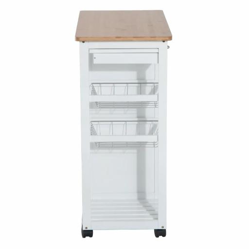 Carro de Cocina Multiusos Carrito Auxiliar con Ruedas para Dormitorio con Estantes Cestas Cajones 70x37x85cm Madera [7]