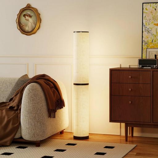 Lámpara de Pie Moderna Salón con Brillo Temperaturas de Color Ajustables Mando a Distancia Magnético Temporizador Beige [5]