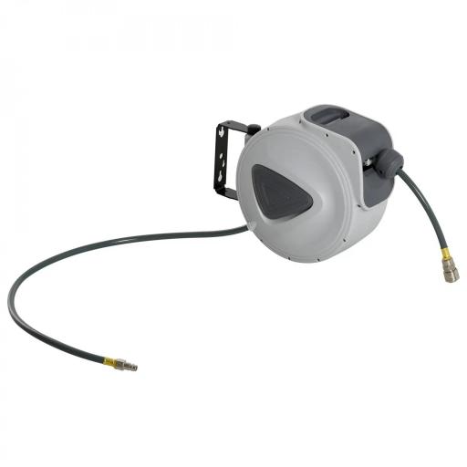 Carrete de Manguera de Aire Comprimido Automático de 10 m Conector de 1/4'' BSP Soporte para Pared Giratorio 180° Gris [4]