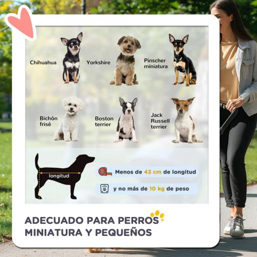 Carrito para Perros Plegable con Mango Reversible Ventana de Malla Cesta de Almacenamiento 76,5x52x95 cm Gris [3]
