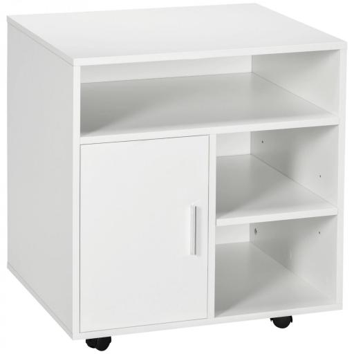 Mueble con Ruedas Armario de Oficina Multifuncional con Estantes con Amplio Espacio de Almacenaje 60x50x65,5 cm Blanco [9]