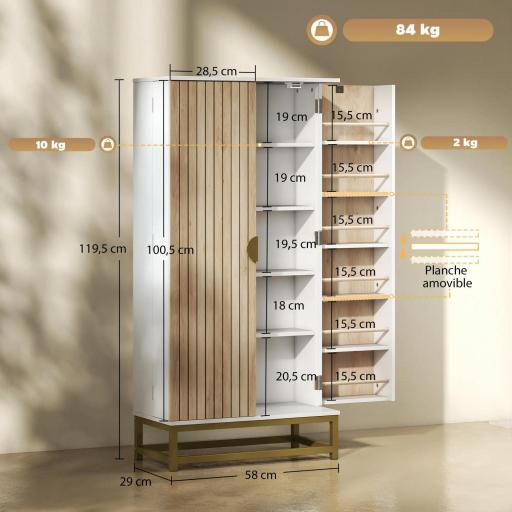 Armario Despensa Cocina con 2 Puertas con 12 Estantes Alacena Moderna con 5 Estantes Ajustables Blanco [1]