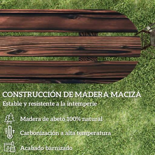 Banco de de Madera con 2 Ruedas Decorativas Estilo Rústico Carga 200 kg 120x29x39 cm Carbonizado [5]