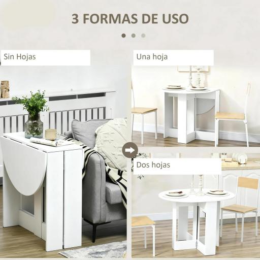 Mesa Plegable de Comedor Mesa de Cocina Plegable con 2 Alas Abatibles Mesa Plegable para 2-4 Personas 104x76x73,7 cm Blanco [2]