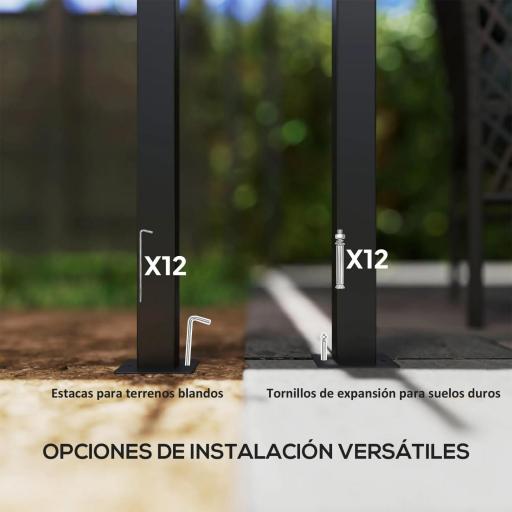 Pérgola con Techo Retráctil 6x3 m Cenador con Tela de Poliéster Anti-UV Resistente al Agua Crema [7]