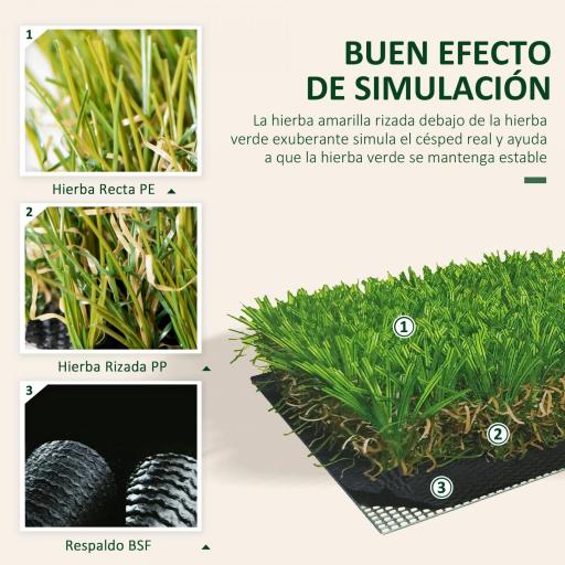 Césped Artificial 3x1 m con Altura de Hierba 25mm Rollo de Hierba Sintética de Exterior para Jardín y Terraza [4]