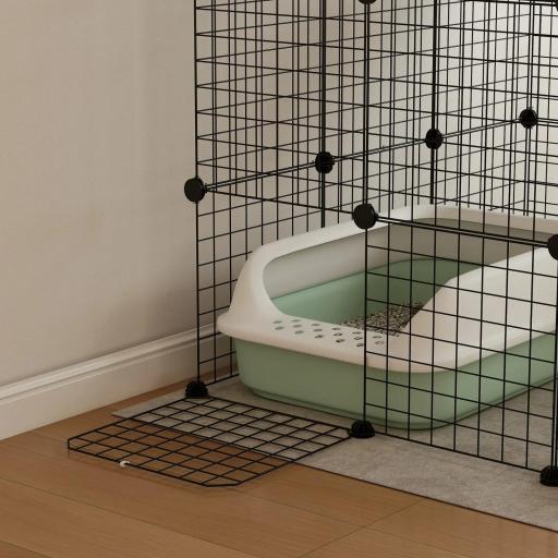 Jaula Grande para Gatos Interior de 4 Niveles con 5 Puertas 3 Plataformas de Salto 3 Rampas Hamaca 105x105x140 cm Negro [7]