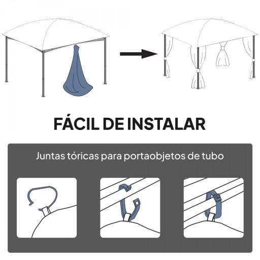  4 Paredes Laterales para Cenador 3x3 m Laterales de Carpa con 8 Ventanas Protección UV 30+ Impermeable Gris Claro [3]