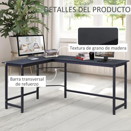 Mesa de Ordenador Escritorio PC Oficina Hogar Mesa Esquinera de Forma L 168x120x75cm Marco Metal [5]