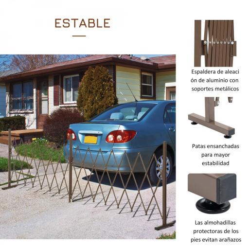 Valla de Jardín Exterior de Aleación de Aluminio Extensible con Rueda para Decoración Patio 405x31x103,5 cm Café Oscuro [4]