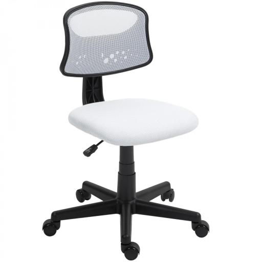 Silla de Oficina sin Brazos Silla de Escritorio Giratoria con Respaldo de Malla Transpirable Altura Ajustable Blanco [9]