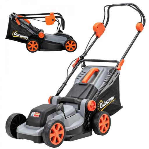 Cortacésped a Batería Inalámbrico 18V con 2 Baterías de 4Ah Ancho de Corte de 34 cm y Función de Mulching Motor 700 W [8]