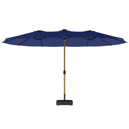 Sombrilla Doble de Jardín 4,7x2,8 m con Base Incluida Manivela Sacos de Arena Protección UV Impermeable Azul Oscuro [7]