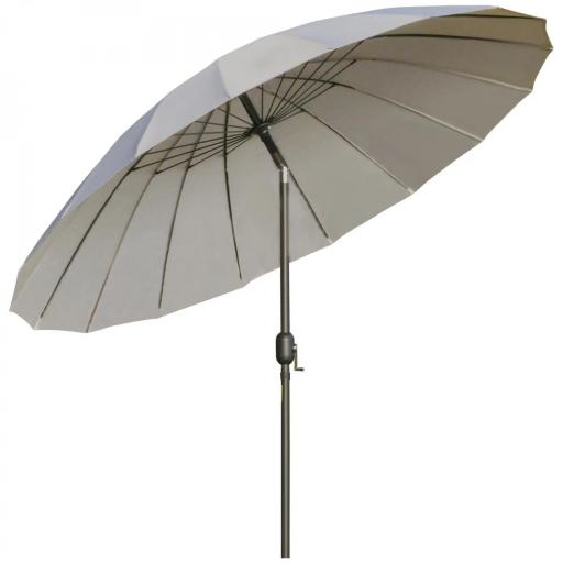 Sombrilla de Jardín Ø250x240 cm con Manivela Parasol con Ángulo Inclinable con 18 Varillas para Exterior Gris Claro [9]