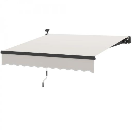 Toldo Retráctil Manual con Luces LED Solares Inclinación Ajustable 45-90° y Protección UPF50+ Exterior 3x2,5 m Crema [8]