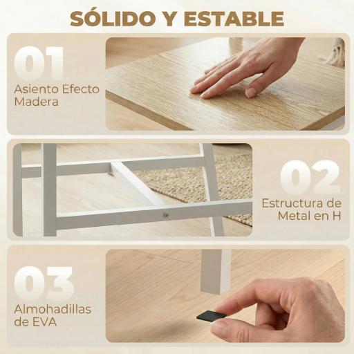 Juego de 2 Sillas de Comedor Sillas de Cocina con Respaldo Inclinado Estructura Metálica Natural [2]