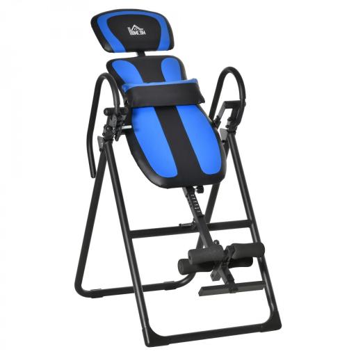 Tabla de Inversión Plegable con Ruedas Altura Ajustable 140-203 cm con Cinturón de Seguridad Carga 110kg Negro y Azul [8]