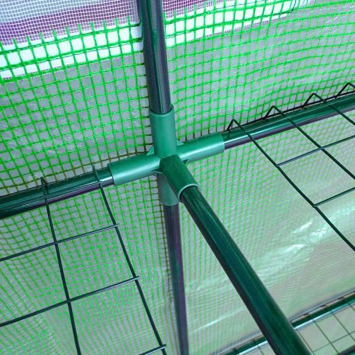 Invernadero de Exterior con Ventanas Estantes de 3 Niveles Puerta con Cremallera y Marco de Acero 200x100x215 cm Verde [7]