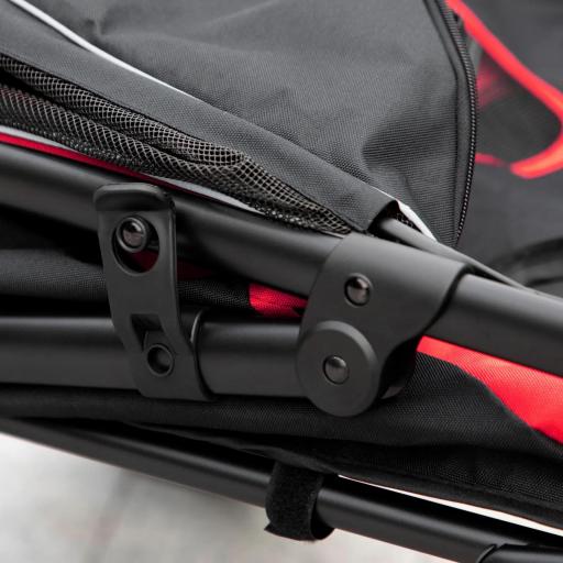 Cochecito para Perros Plegable Carrito para Mascotas con Ventanas de Malla Correas de Seguridad 112x65x100 cm Rojo [7]