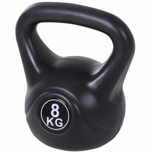 Pesa Rusa de 8 kg Kettlebell Relleno de Arena con Mango Ancho Antideslizante para Entrenamiento 22x17x24 cm Negro [6]