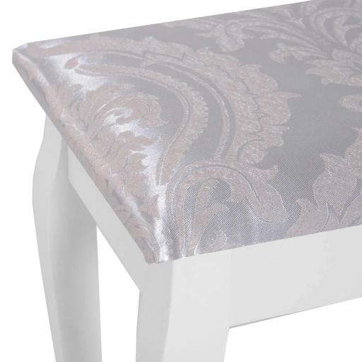 Tocador + Taburete y Espejo Mesa Maquillaje 5 Cajones Blanco Negro Mesa MDF (Blanco) [7]