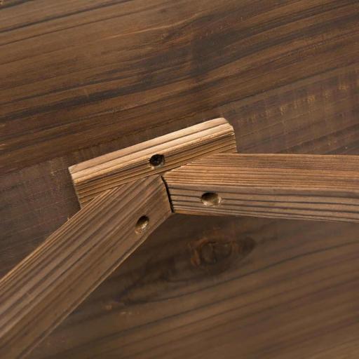 Mesa de Jardín de Madera de Abeto con Patas en Forma de Rueda para Exterior e Interior 110x60x65 cm Acabado Carbonizado [5]