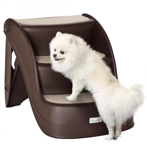 Escalera para Mascotas de 3 Peldaños Plegable Escalón para Perros Gatos para Cama Sofá 49x38x38 cm Marrón [8]