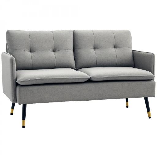 Sofá de Salón de 2 Plazas Moderno con 4 Cojines Reposabrazos y Patas de Acero Carga 240 kg 139x68x80 cm Gris [8]