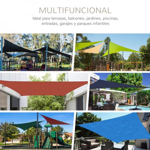 Toldo Vela Triangular 6x6x6 m Vela de Sombra para Jardín Patio Terraza Poliéster Anti UV Color Arena [5]