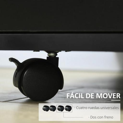 Mueble con Ruedas Armario de Oficina Multifuncional con Estantes con Amplio Espacio de Almacenaje 60x50x65,5 cm Negro [4]