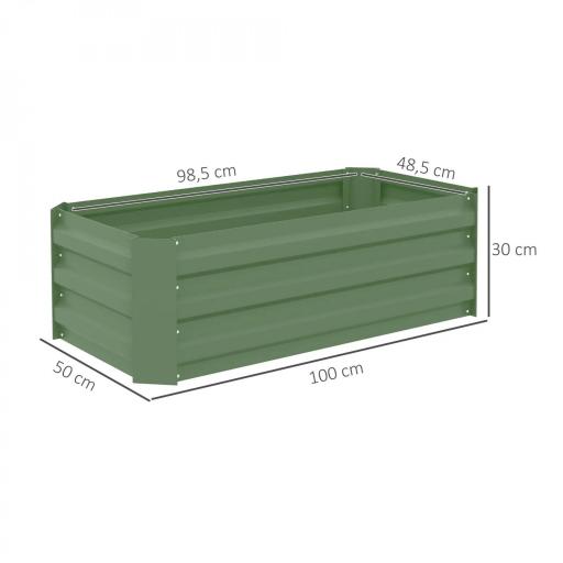 Juego de 2 Jardineras Exterior Grandes de Acero Galvanizado Huertos Urbanos para Terraza Jardín 100x50x30 cm Verde [1]