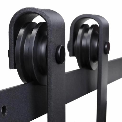 Herraje para Puerta Corredera 200 cm Tipo Flecha Kit de Accesorios para Puerta Corrediza Granero de Madera Negro [10]