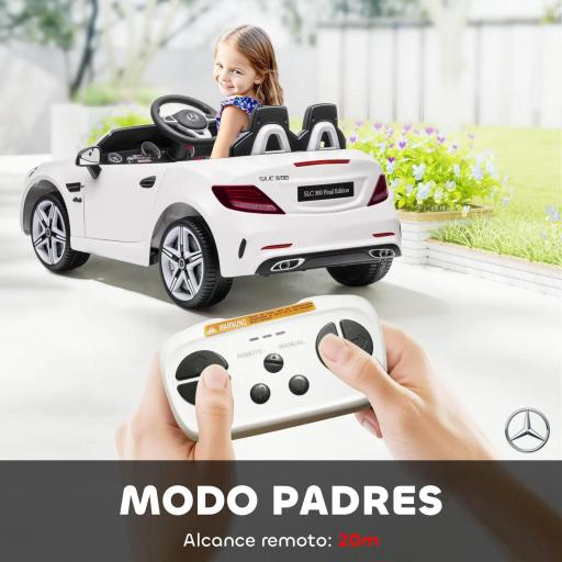 Coche Eléctrico Mercedes SLC 300 12V para Niños de 3-6 Años con Mando a Distancia Faros LED Bocina 107x62,5x44 cm Blanco [6]