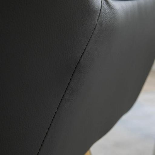 Silla de Cuero Sintético y Terciopelo con Respaldo a Rayas Patas Doradas y Asiento Acolchado para Salón Dormitorio Gris [5]