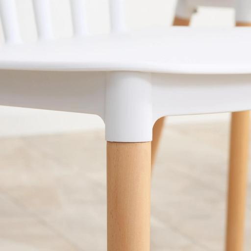 Juego de 4 Sillas de Comedor Estilo Nórdico con Respaldo de Polipropileno y Patas de Madera 48x52,5x83 cm Blanco [6]