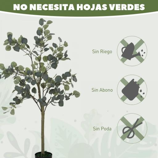 Planta Artificial Decorativa de 150 cm Eucaliptus Sintético con 230 Hojas en Maceta para Interior Verde [9]