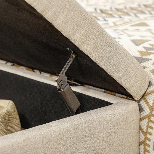 Banqueta con Almacenamiento Banco Rectangular Tapizado en Lino con Tapa Abatible y Patas de Acero 110x44x48 cm Beige [7]