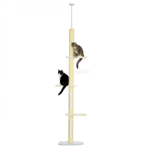 Árbol para Gatos de Suelo a Techo con Altura Ajustable Poste de Sisal y Bola para Jugar 47x34x220-260 cm Crema [7]