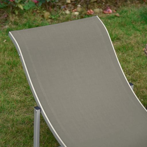 Conjunto de 2 Tumbonas de Jardín Tumbonas Plegables con Marco de Aluminio Texteline para Piscina Patio 165x61x63 cm Gris [7]