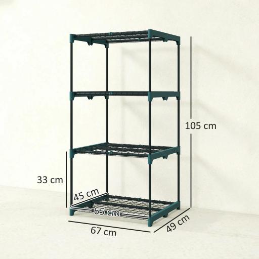 Soporte para Plantas de 4 Niveles Estantería para Plantas de Acero Estantes de Rejilla 67x49x105 cm Verde Oscuro [1]