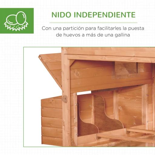 Gallinero de Exterior de Madera para 8-10 Gallinas con 2 Nidos Bandeja Extraíble y Rampa 347x160x150 cm Madera natural [3]