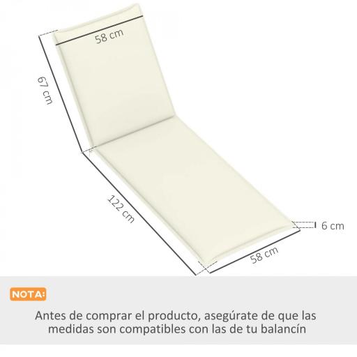  2 Cojines para Tumbonas de Jardín con Protección UV Resistentes a Salpicaduras 193x58x6 cm Crema [1]