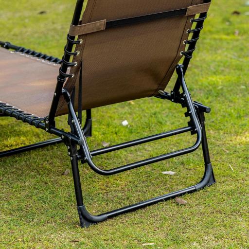 Tumbona Plegable con Respaldo Ajustable Reposacabezas Acolchado y Estructura de Acero para Exterior 189x58x30 cm Marrón [6]