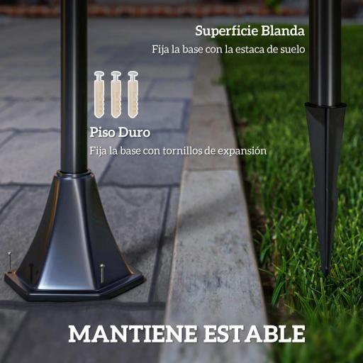 Farola Solar Exterior Luz Solar Exterior Jardín Lámpara de Pie con Apagado Automático IP44 para Exteriores Patio Terraza 15x15x120 cm Negro [7]