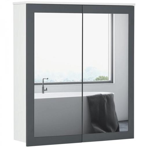 Armario de Baño con Espejo Armario de Baño para Colgar con 2 Puertas de Vidrio y Estantes Ajustables 69x17x75,5cm Blanco [9]