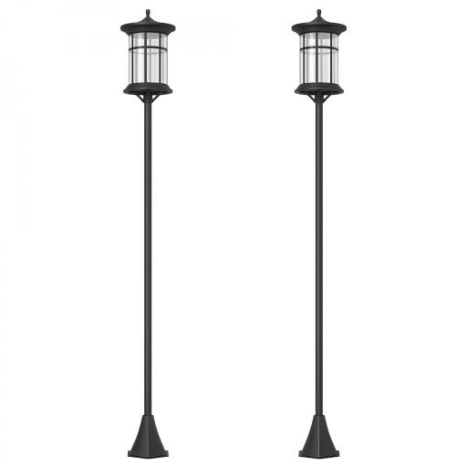 2 Luces Solares Exterior con Panel Solar Encendido Automático y Marco de Acero Inoxidable Impermeable IP44 Negro [9]