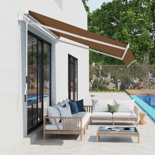 Toldo de Pared con Brazo Articulado y Manivela Marco Resistente de Aluminio y Cubierta de Poliéster 295x245 cm Café [4]