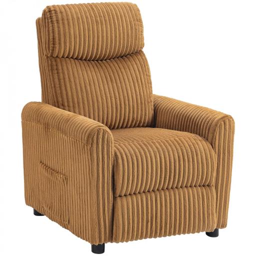 Sillón Relax Reclinable Manual Tapizado en Pana Instalación Rápida Reposapiés Acolchado Grueso Marrón [9]