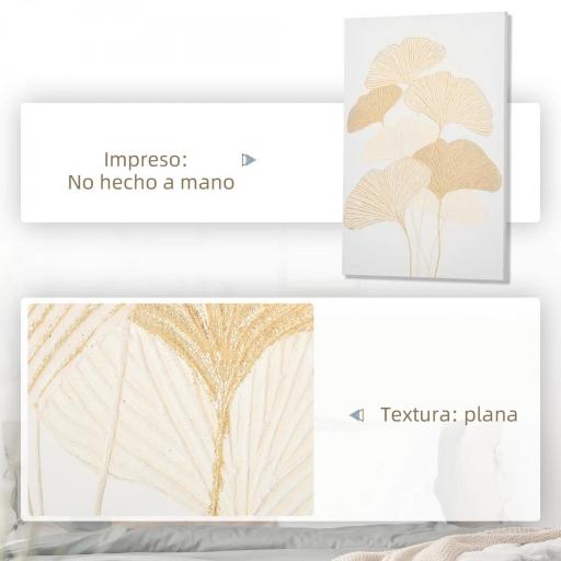 Cuadro de Arte en Lienzo Hojas de Ginkgo Biloba 90x60 cm 1 Parte Impresión Artística para Decoración de Pared en Salón Oficina Dormitorio [7]
